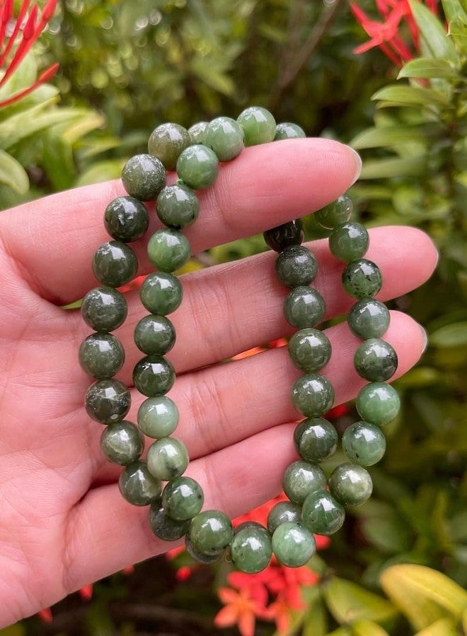 GAF TREASURES Nephrite Jade Crystal Bead Bracelet 6-8mm, Genuine Nephrite Jade Stretch Gemstone Bracelet, Nephrite Jade Healing Crystal Bracelet, Gift for Men & Women (2) - Image 2